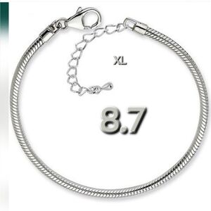 XL 8.7  Silver Charm Bracelet Starter Bracelet Only No Charms